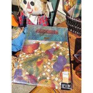 Tobin Autumn Harvest Tablecloth 52x70 Cotton Fall Fruit Foliage Thanksgiving New